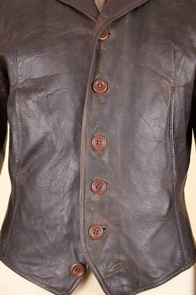 SWEDISH 1930S BROWN GOATSKIN SINGLE BREASTED JACKET. SIZE CA EU 44