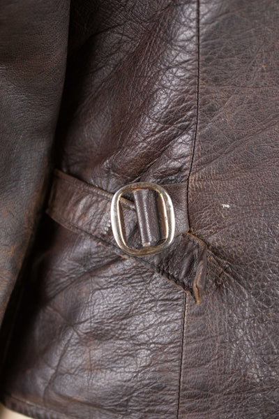 SWEDISH 1930S BROWN GOATSKIN SINGLE BREASTED JACKET. SIZE CA EU 44