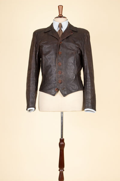 SWEDISH 1930S BROWN GOATSKIN SINGLE BREASTED JACKET. SIZE CA EU 44