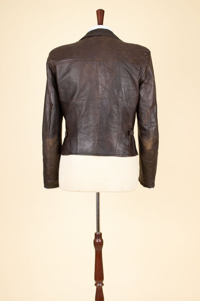 SWEDISH 1930S BROWN GOATSKIN SINGLE BREASTED JACKET. SIZE CA EU 44