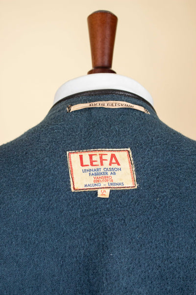 SWEDISH 1960S BLACK DOUBLE BREASTED GOATSKIN JACKET BY LEFA. SIZE CA EU 50
