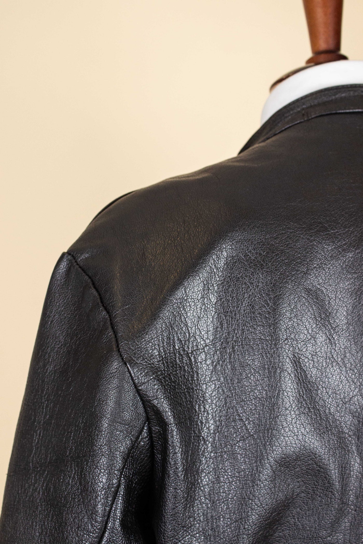 SWEDISH 1960S BLACK DOUBLE BREASTED GOATSKIN JACKET BY LEFA. SIZE CA EU 50