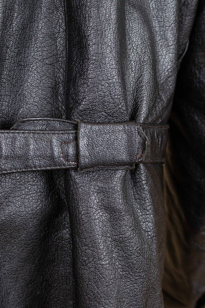 SWEDISH 1960S BLACK DOUBLE BREASTED GOATSKIN JACKET BY LEFA. SIZE CA EU 50