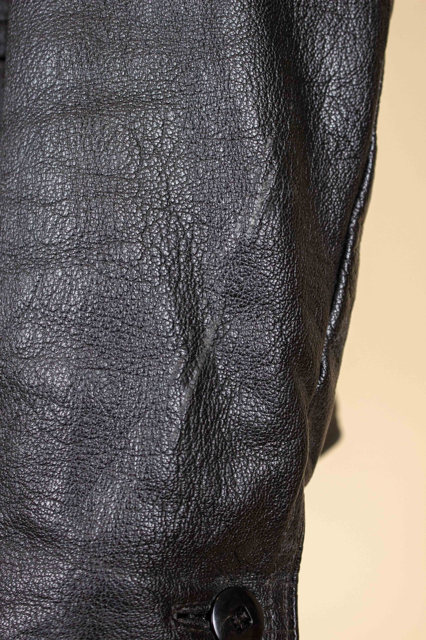 SWEDISH 1960S BLACK DOUBLE BREASTED GOATSKIN JACKET BY LEFA. SIZE CA EU 50