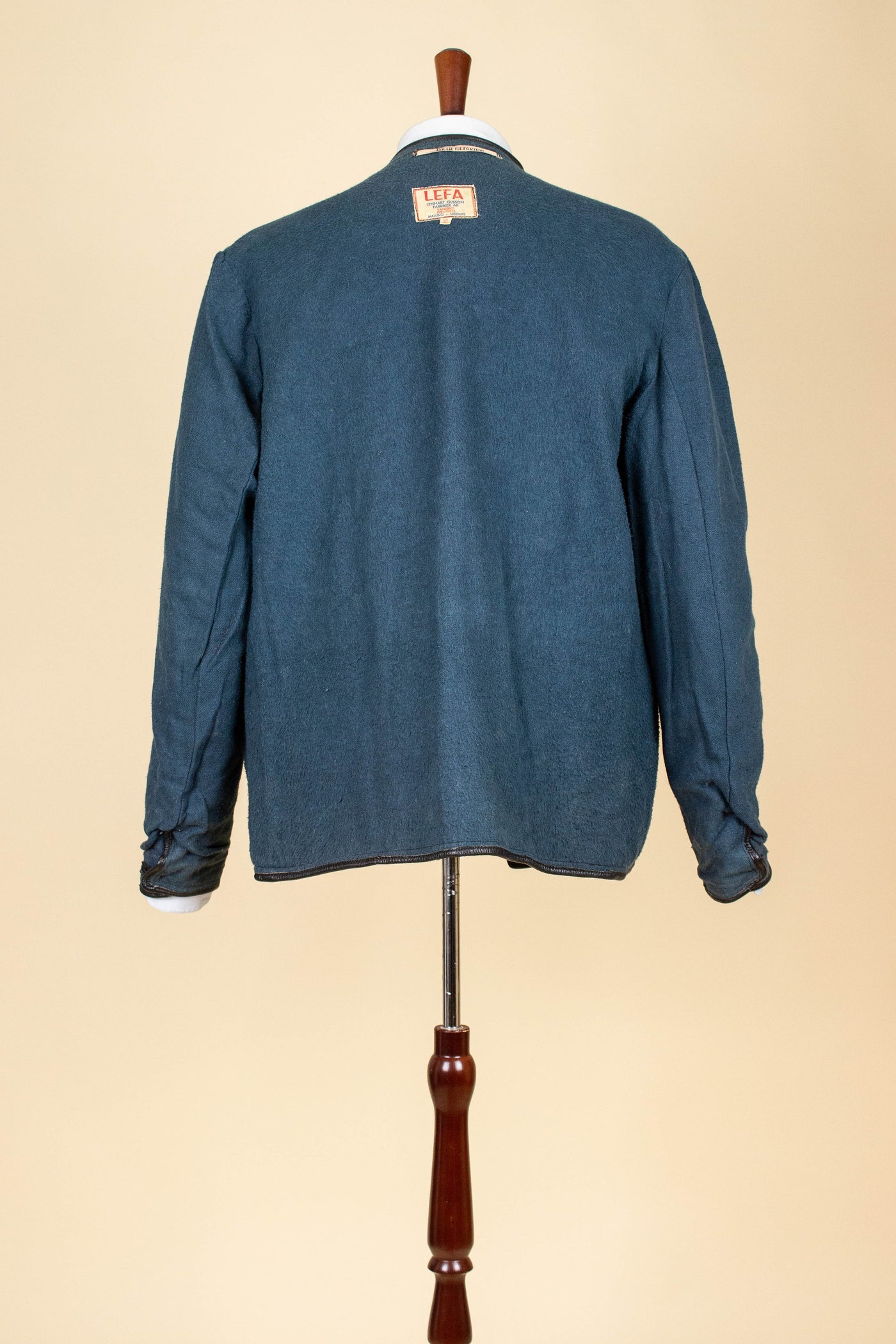 SWEDISH 1960S BLACK DOUBLE BREASTED GOATSKIN JACKET BY LEFA. SIZE CA EU 50