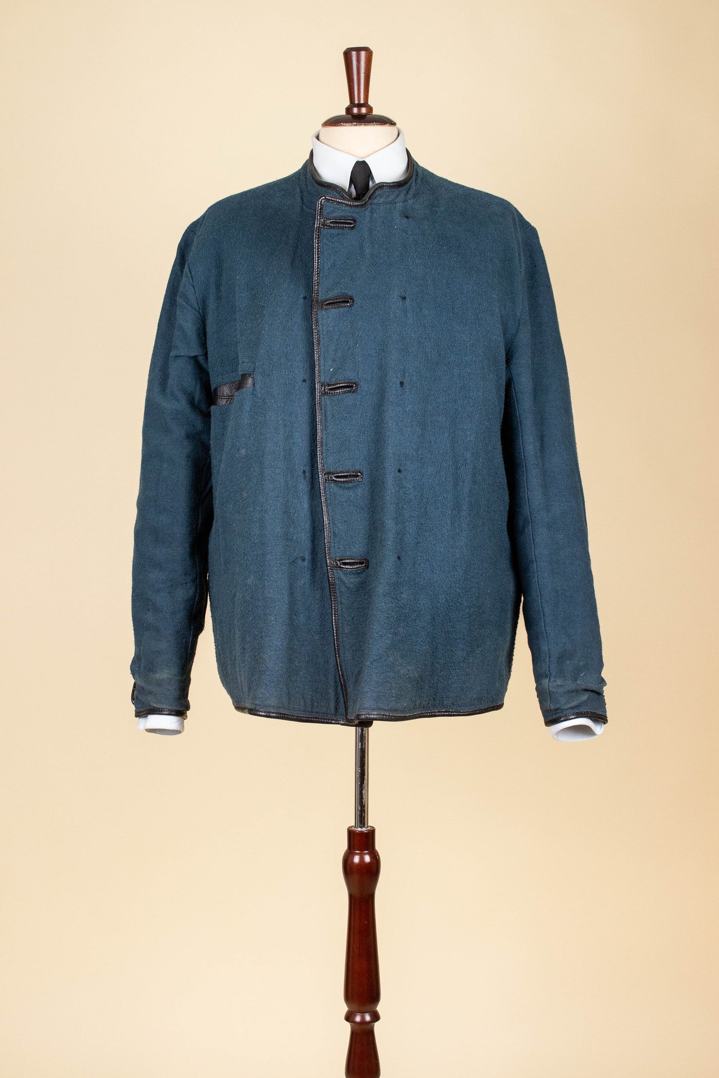 SWEDISH 1960S BLACK DOUBLE BREASTED GOATSKIN JACKET BY LEFA. SIZE CA EU 50