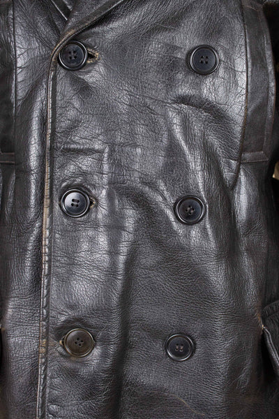 SWEDISH 1950S/1960S BLACK GOATSKIN JACKET WITH WHITE SHEARLING LINING. SIZE CA EU 50