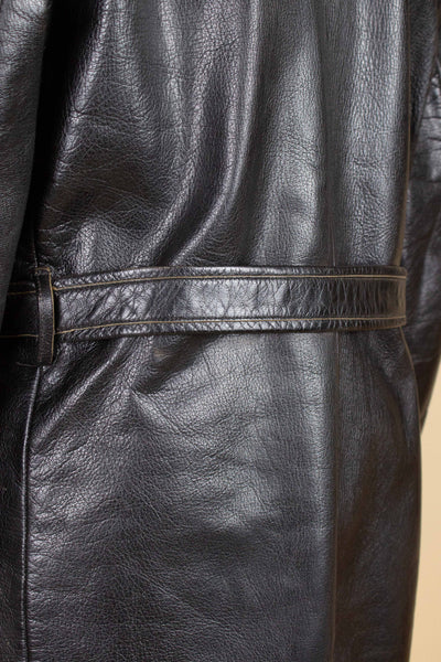 SWEDISH 1950S/1960S BLACK GOATSKIN JACKET WITH WHITE SHEARLING LINING. SIZE CA EU 50