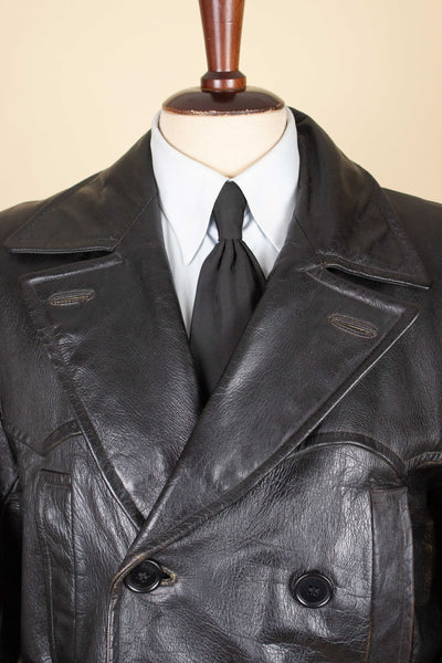 SWEDISH 1950S/1960S BLACK GOATSKIN JACKET WITH WHITE SHEARLING LINING. SIZE CA EU 50