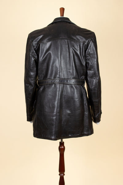 SWEDISH 1950S/1960S BLACK GOATSKIN JACKET WITH WHITE SHEARLING LINING. SIZE CA EU 50