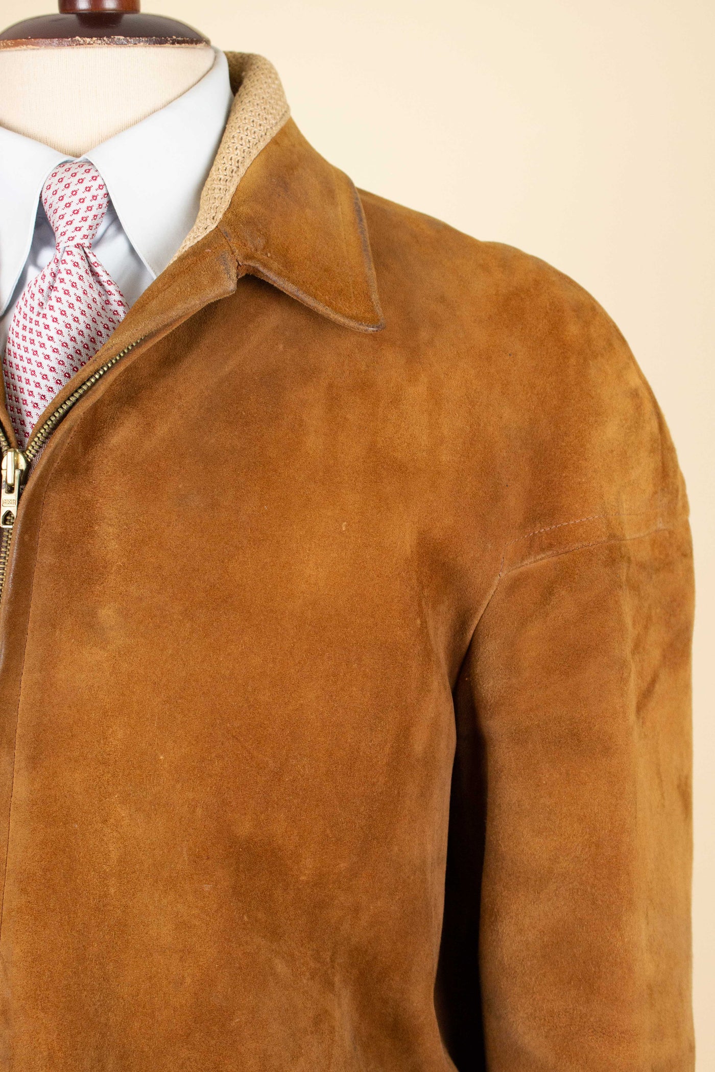 SWEDISH 1950S LIGHT BROWN GOATSKIN SUEDE JACKET. SIZE CA EU 48