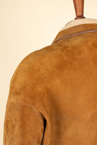 SWEDISH 1950S LIGHT BROWN GOATSKIN SUEDE JACKET. SIZE CA EU 48