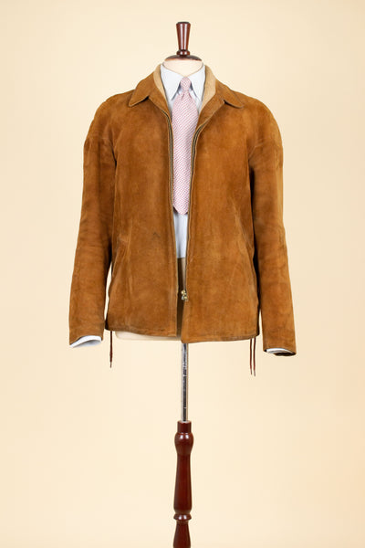 SWEDISH 1950S LIGHT BROWN GOATSKIN SUEDE JACKET. SIZE CA EU 48