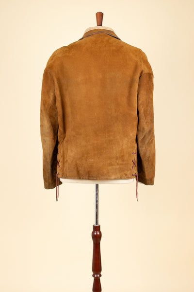 SWEDISH 1950S LIGHT BROWN GOATSKIN SUEDE JACKET. SIZE CA EU 48