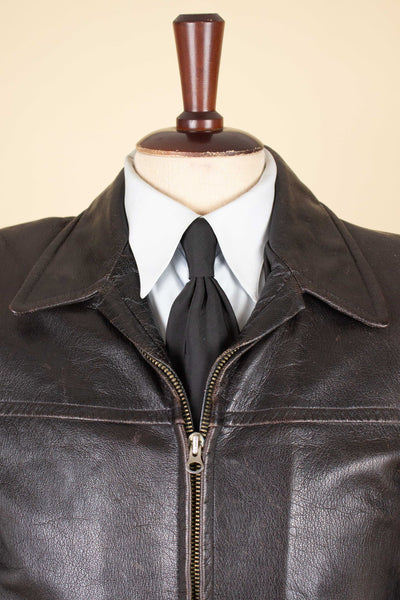 SWEDISH 1950S DARK BROWN GOATSKIN JACKET. SIZE CA EU 46