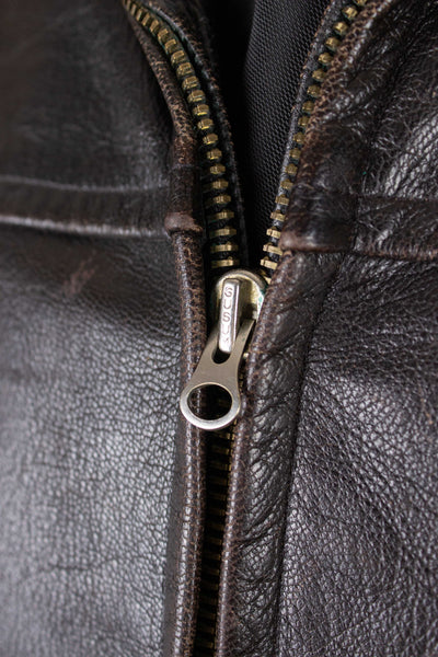 SWEDISH 1950S DARK BROWN GOATSKIN JACKET. SIZE CA EU 46