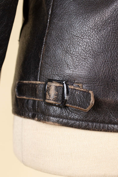 SWEDISH 1950S DARK BROWN GOATSKIN JACKET. SIZE CA EU 46