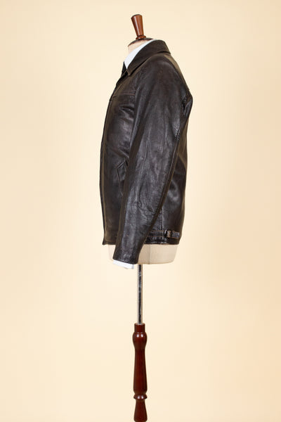 SWEDISH 1950S DARK BROWN GOATSKIN JACKET. SIZE CA EU 46