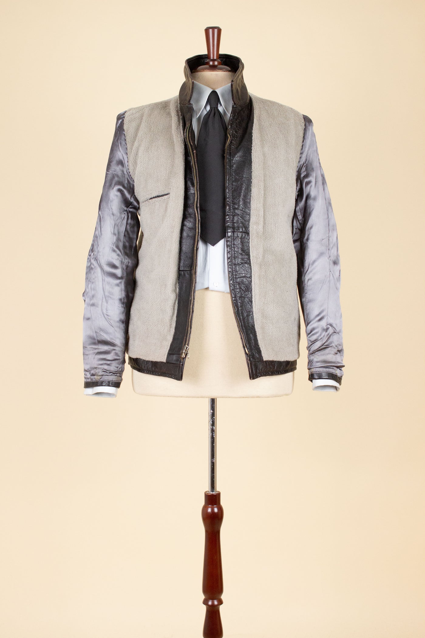 SWEDISH 1950S DARK BROWN GOATSKIN JACKET. SIZE CA EU 46