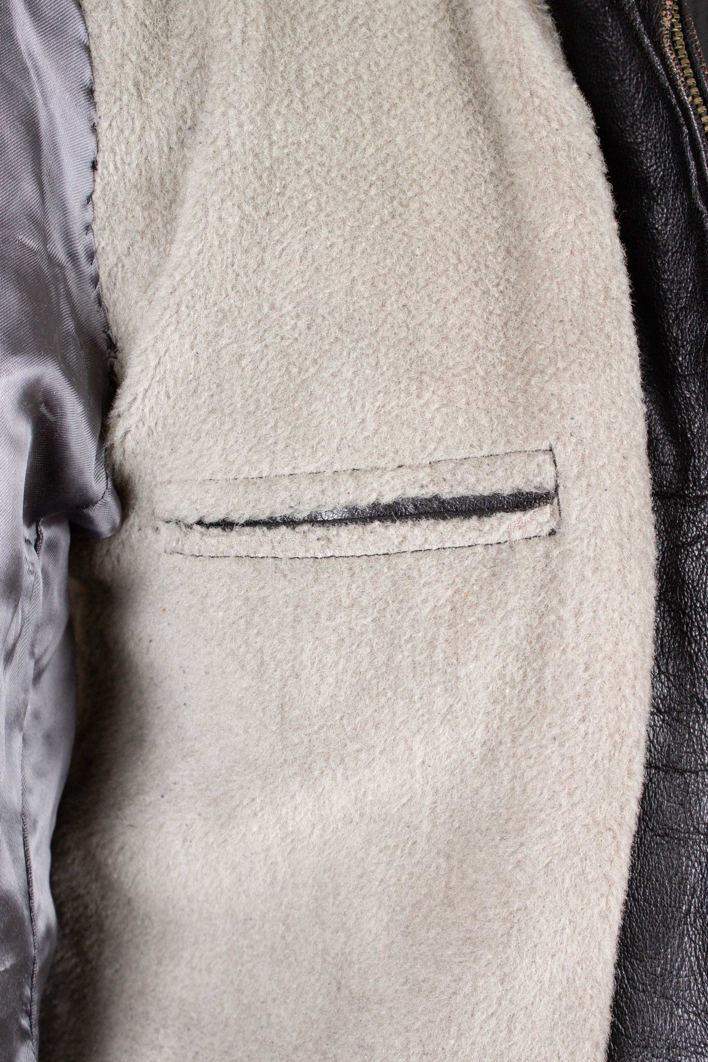 SWEDISH 1950S DARK BROWN GOATSKIN JACKET. SIZE CA EU 46