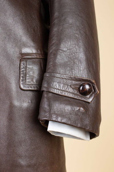 SWEDISH 1930S BROWN DOUBLE BREASTED NAPPA GOATSKIN JACKET. SIZE CA EU 48