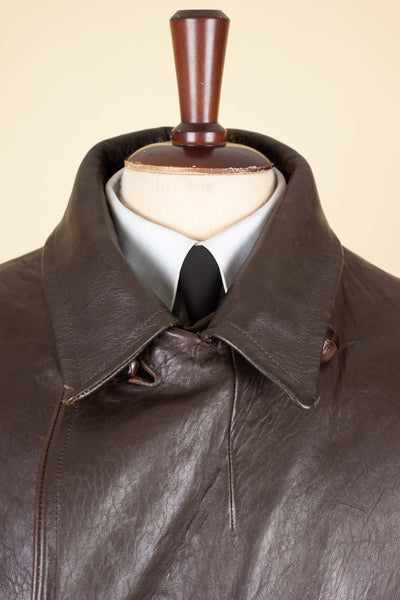 SWEDISH 1930S BROWN DOUBLE BREASTED NAPPA GOATSKIN JACKET. SIZE CA EU 48