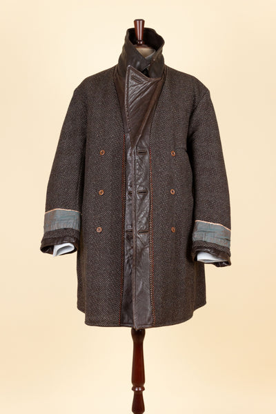 SWEDISH 1930S BROWN DOUBLE BREASTED NAPPA GOATSKIN JACKET. SIZE CA EU 48