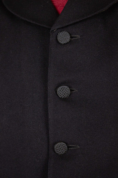 SWEDISH 1890S/1900S BLACK SHAWL LAPEL WAISTCOAT WITH COVERED BUTTONS. SIZE CA EU 52/54