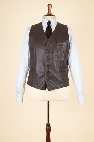 SWEDISH 1940S/1950S BROWN GOATSKIN WAISTCOAT. SIZE CA EU 52