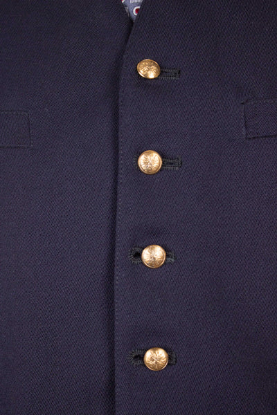 SWEDISH 1950S/1960S DARK BLUE SWEDISH ARMY SINGLE BREASTED WAISTCOAT. SIZE CA EU 52