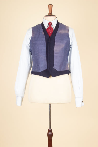 SWEDISH 1930S DARK BLUE SINGLE BREASTED WAISTCOAT. SIZE CA EU 48-50