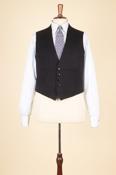 SWEDISH 1900S/1910S BLACK SINGLE BREASTED WAISTCOAT. SIZE CA EU 50