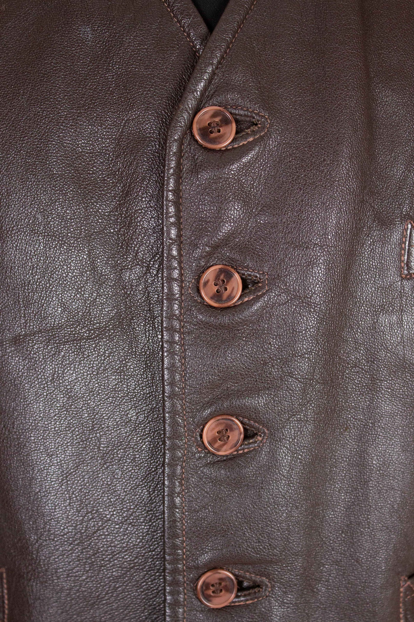 SWEDISH 1950S DARK BROWN GOATSKIN WAISTCOAT BY OSKARS SKINNINDUSTRI. SIZE CA EU 54