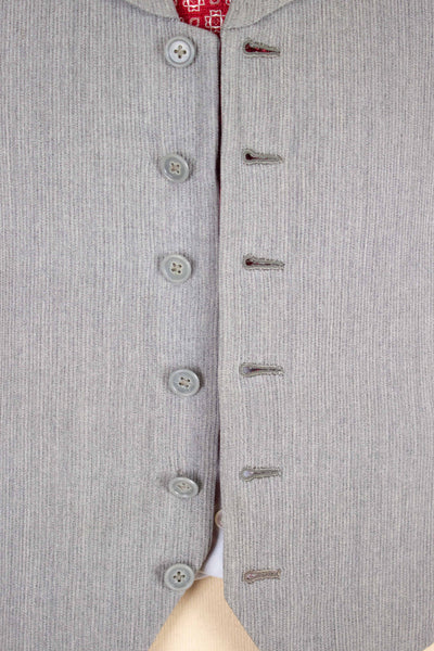 BESPOKE GREY LAPEL SINGLE BREASTED WAISTCOAT. SIZE CA EU 52-54