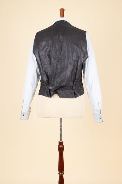 SWEDISH 1890S/1900S BLACK AND WHITE PATTERNED SINGLE BREASTED WAISTCOAT. SIZE CA EU 52