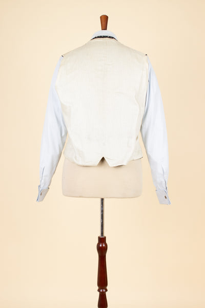 SWEDISH 1890S/1900S BLACK AND WHITE PATTERNED SINGLE BREASTED WAISTCOAT. SIZE CA EU 52