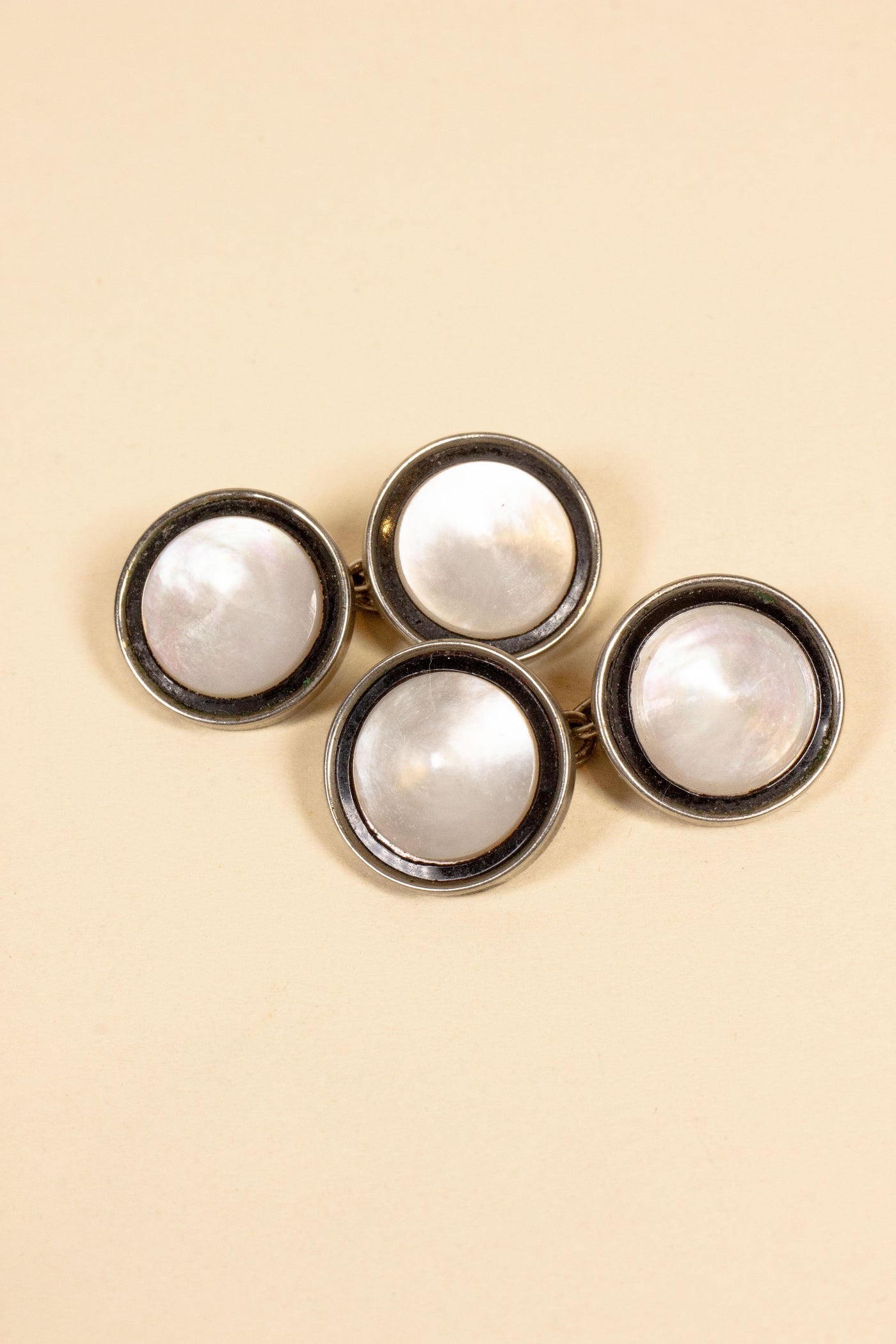 SWEDISH 1920S/1930S DOUBLE-SIDED ROUND MOTHER-OF-PEARL CUFFLINKS