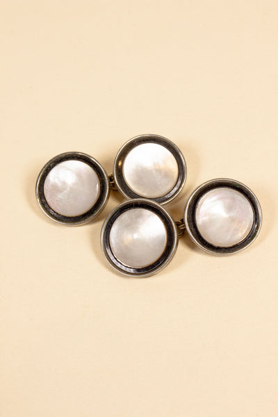 SWEDISH 1920S/1930S DOUBLE-SIDED ROUND MOTHER-OF-PEARL CUFFLINKS
