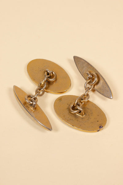 SWEDISH 1920S/1930S OVAL CUFFLINKS WITH BLUE AND WHITE FACE