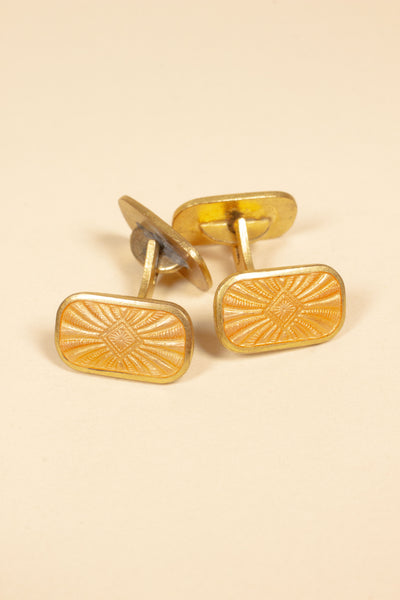 1930/1940'S BRASS DOUBLE-SIDED CUFFLINKS WITH ENAMEL INLAY