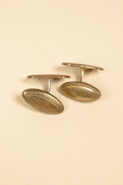 1920/1930'S BRASS CUFFLINKS WITH BLUE ENAMEL INLAY