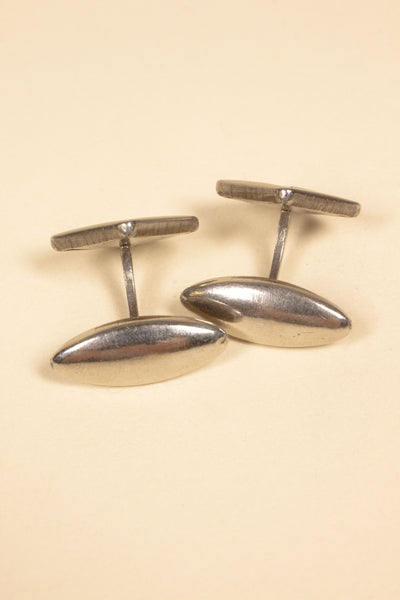 1930/1940'S STEEL CUFFLINKS WITH GREY INLAY