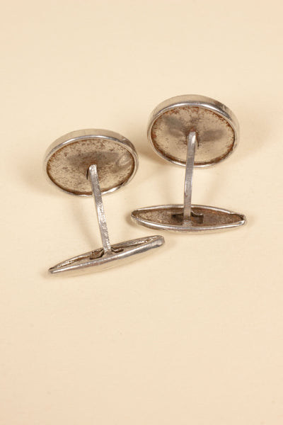 1910/1920'S STEEL CUFFLINKS WITH MOTHER-OF-PEARL INLAY