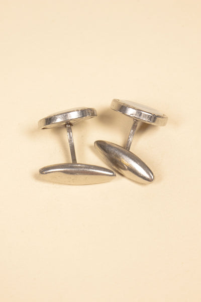 1910/1920'S STEEL CUFFLINKS WITH MOTHER-OF-PEARL INLAY