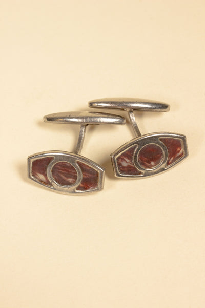 1920/1930'S STEEL CUFFLINKS WITH PURPLE INLAY