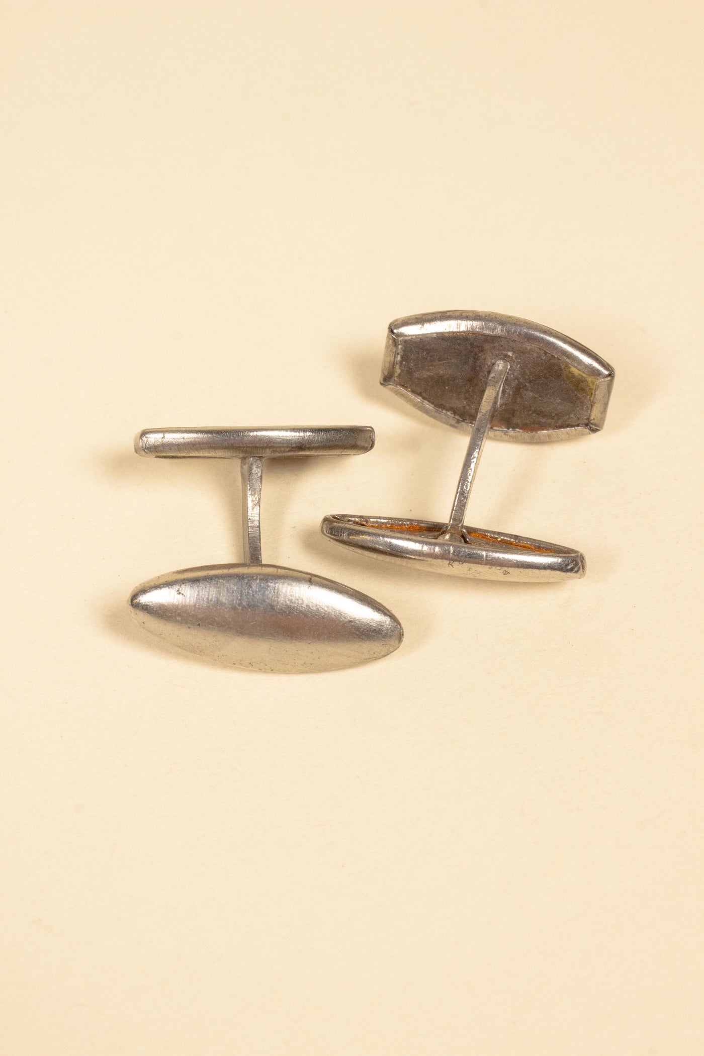 1920/1930'S STEEL CUFFLINKS WITH PURPLE INLAY