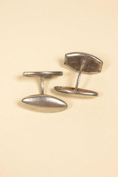 1920/1930'S STEEL CUFFLINKS WITH PURPLE INLAY
