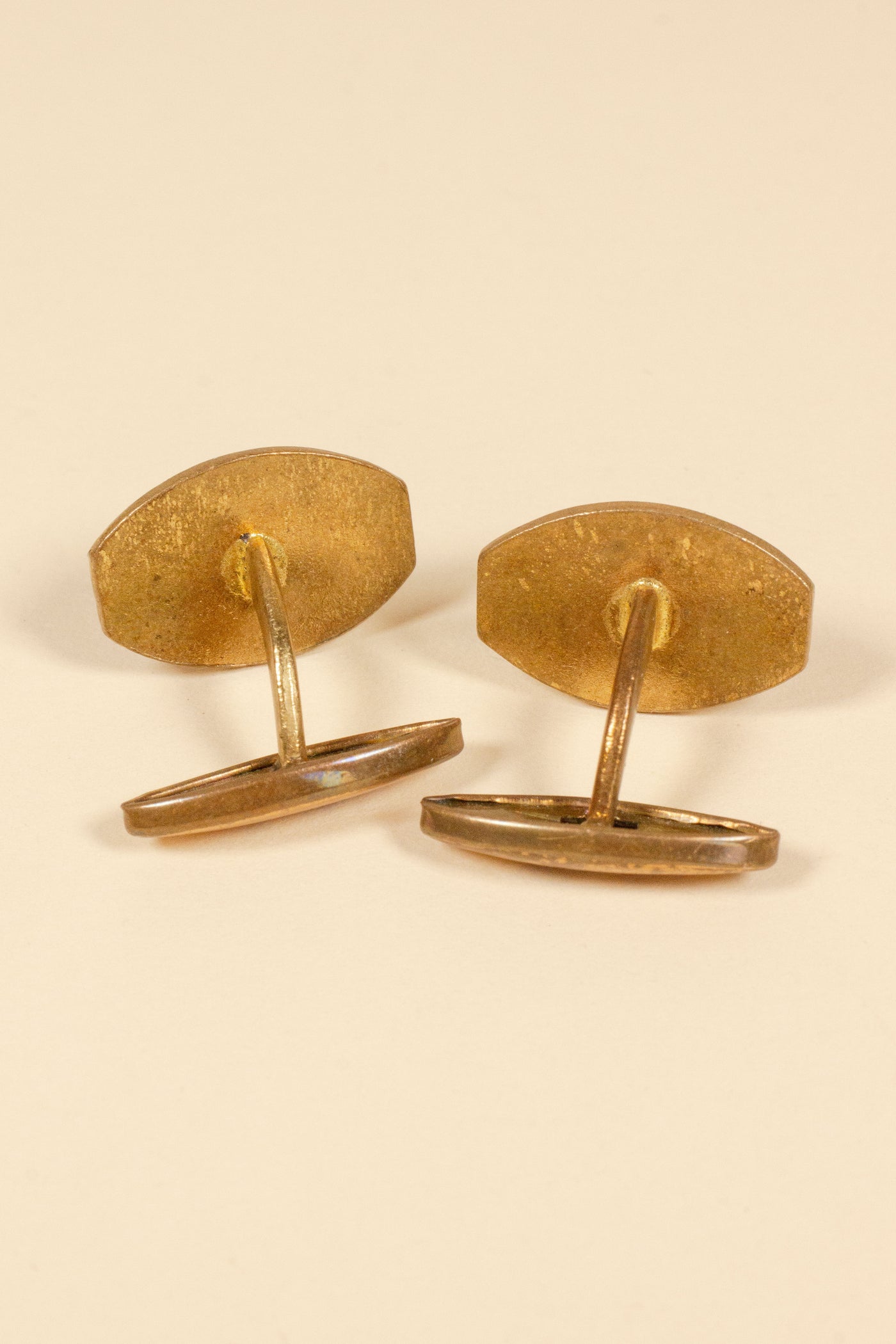 SWEDISH 1930S BRASS CUFFLINKS WITh BLACK AND LIGHT BLUE FACE