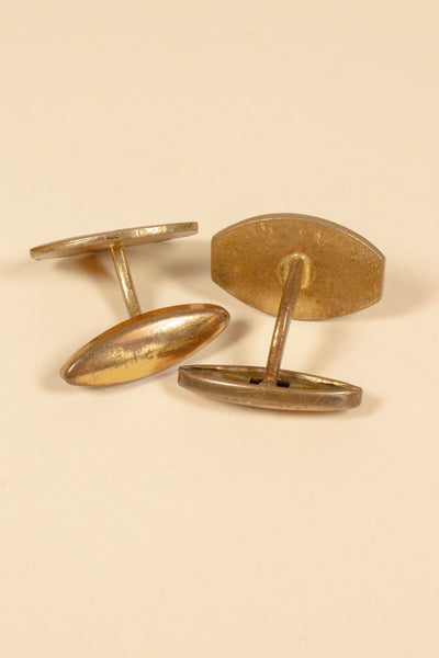 SWEDISH 1930S BRASS CUFFLINKS WITh BLACK AND LIGHT BLUE FACE