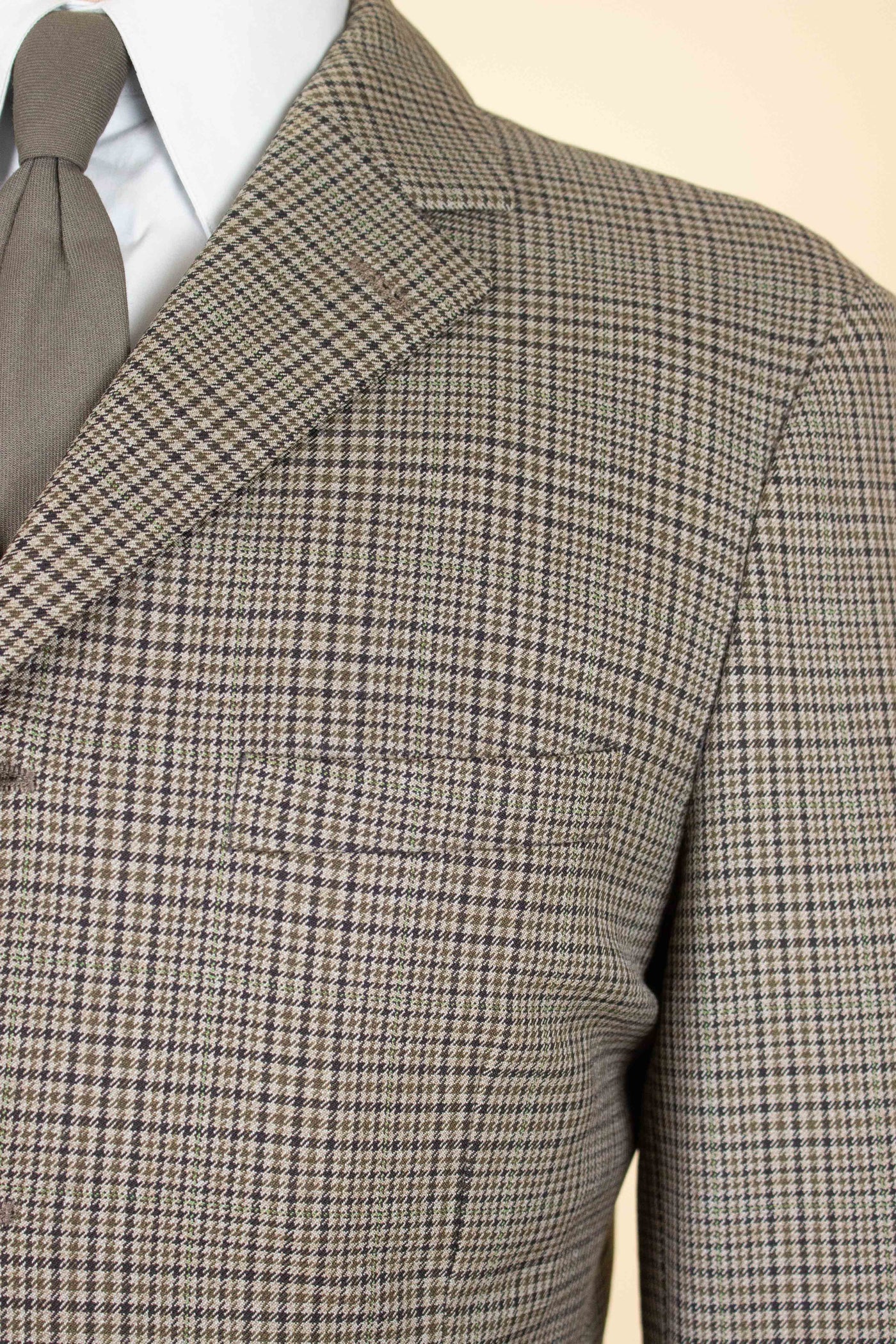 SWEDISH 1960S BROWN CHECKERED TWO PIECE SUIT BY WIDENGRENS. SIZE CA EU 46